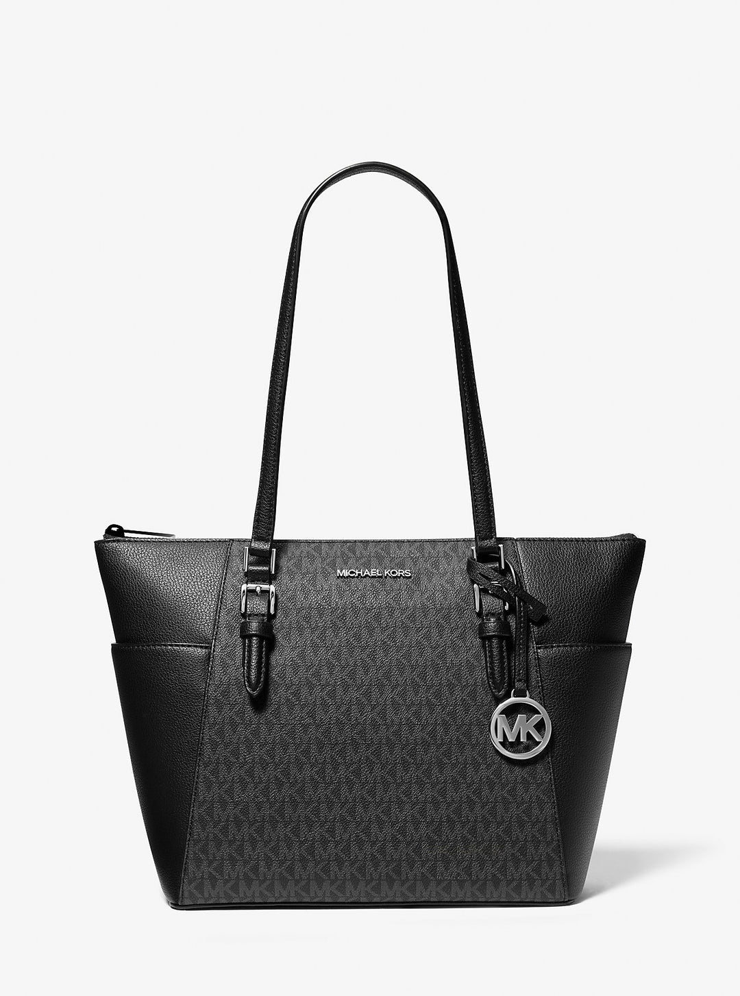 charlotte large logo and leather top-zip tote bag