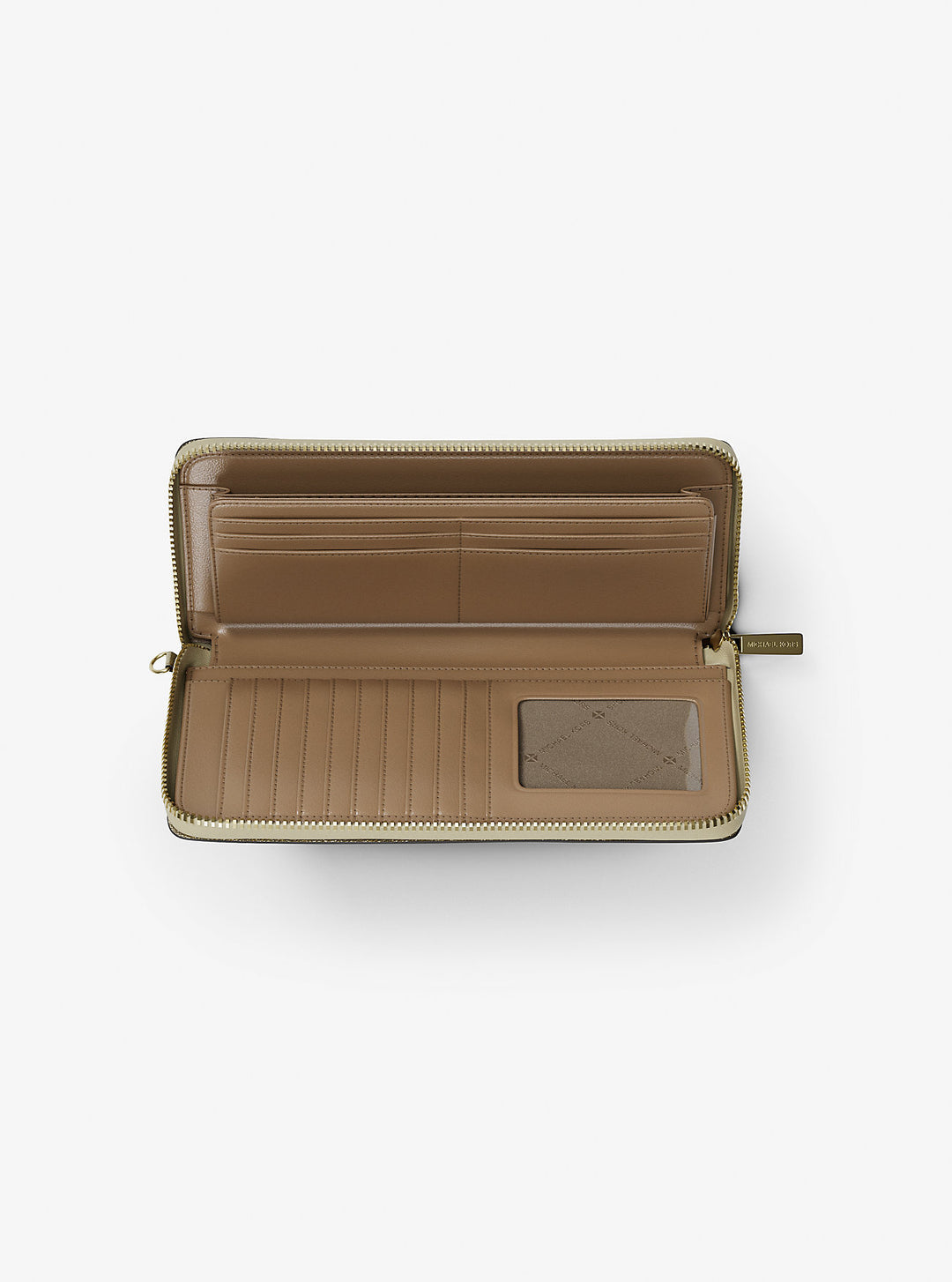 jet set large metallic signature logo continental wallet