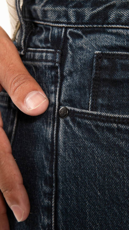 washed slim fit jeans in dark indigo