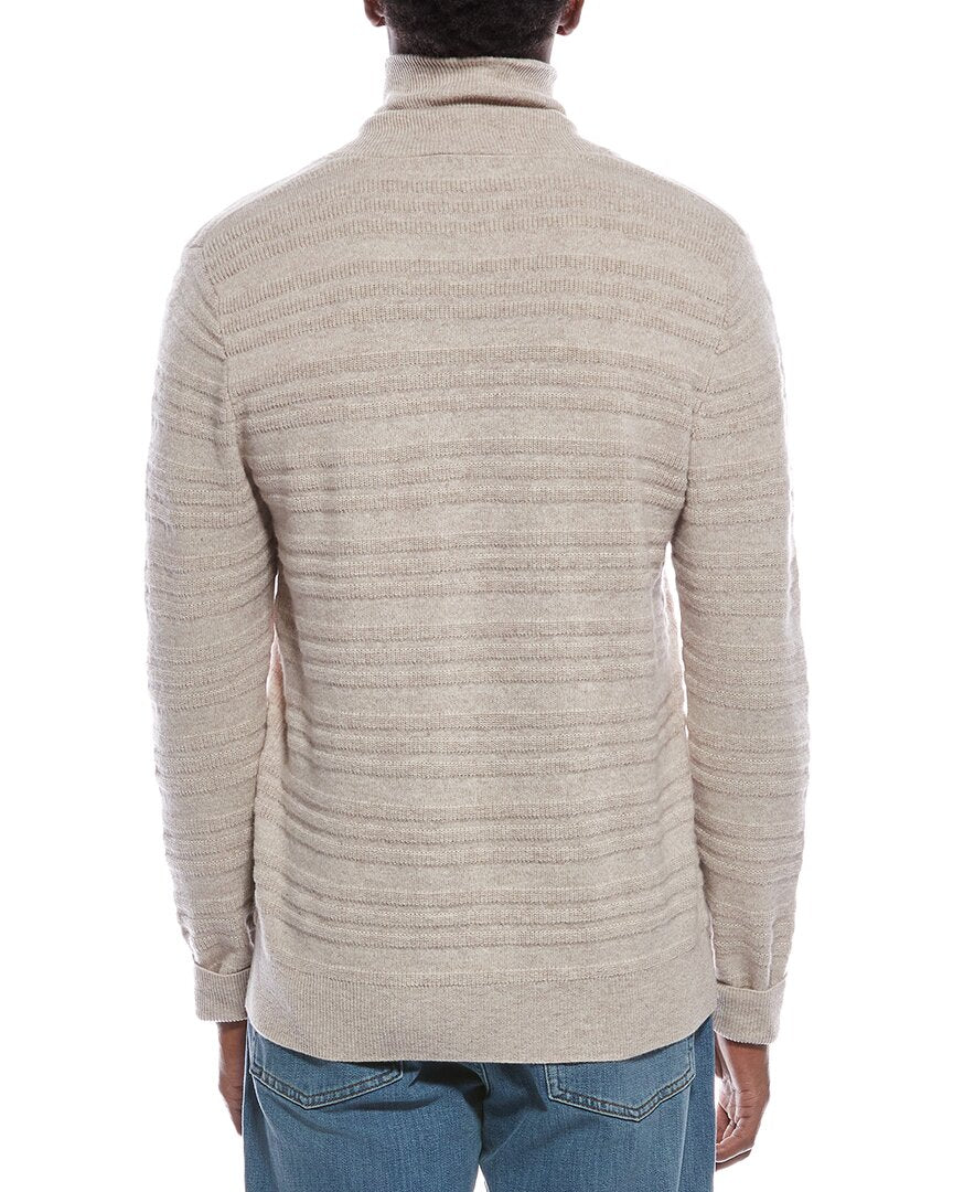 shawl collar fancy stitch wool & cashmere-blend pullover