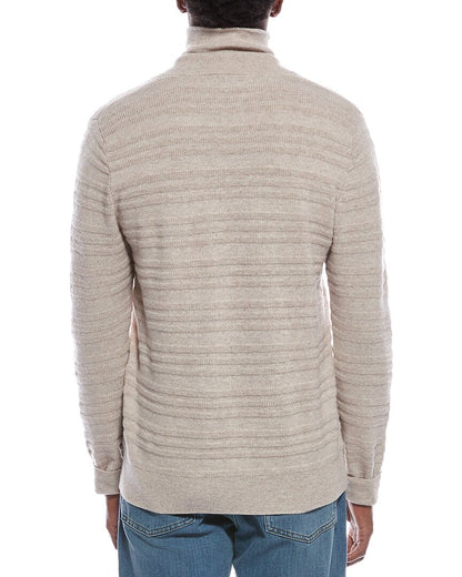 shawl collar fancy stitch wool & cashmere-blend pullover