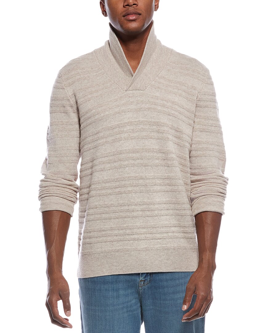 shawl collar fancy stitch wool & cashmere-blend pullover