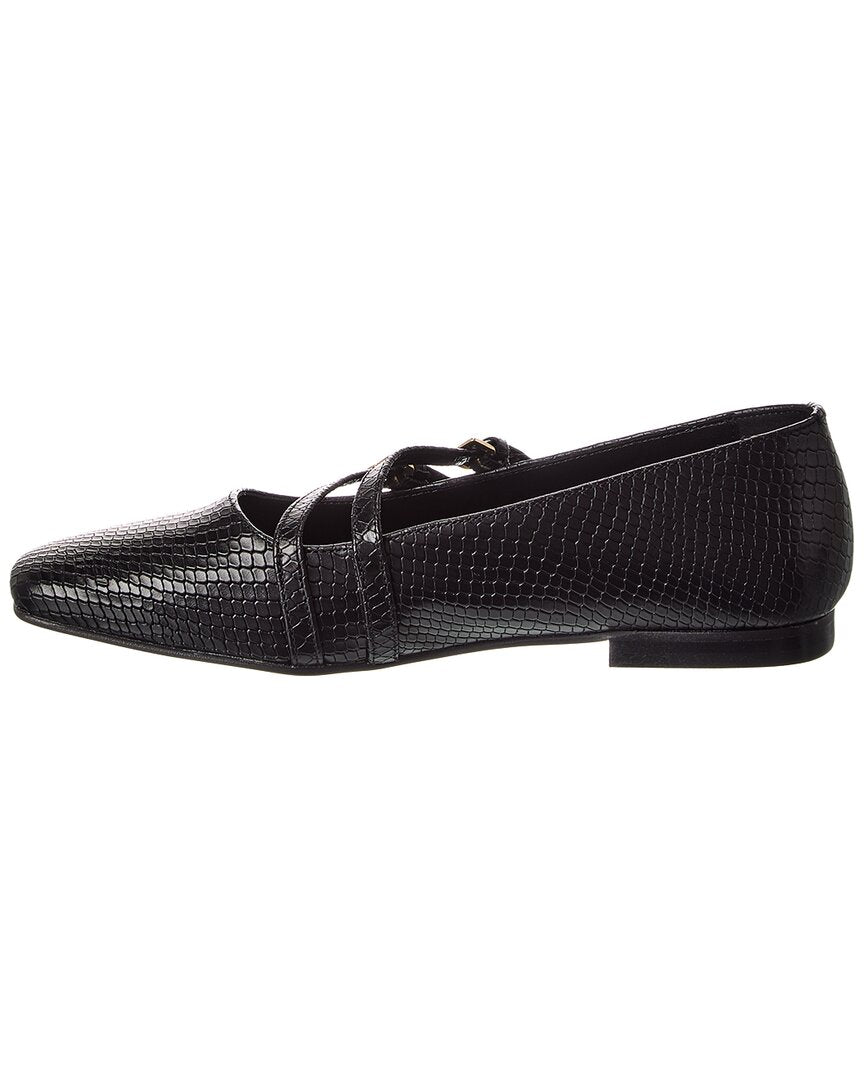 melia snake-embossed leather flat