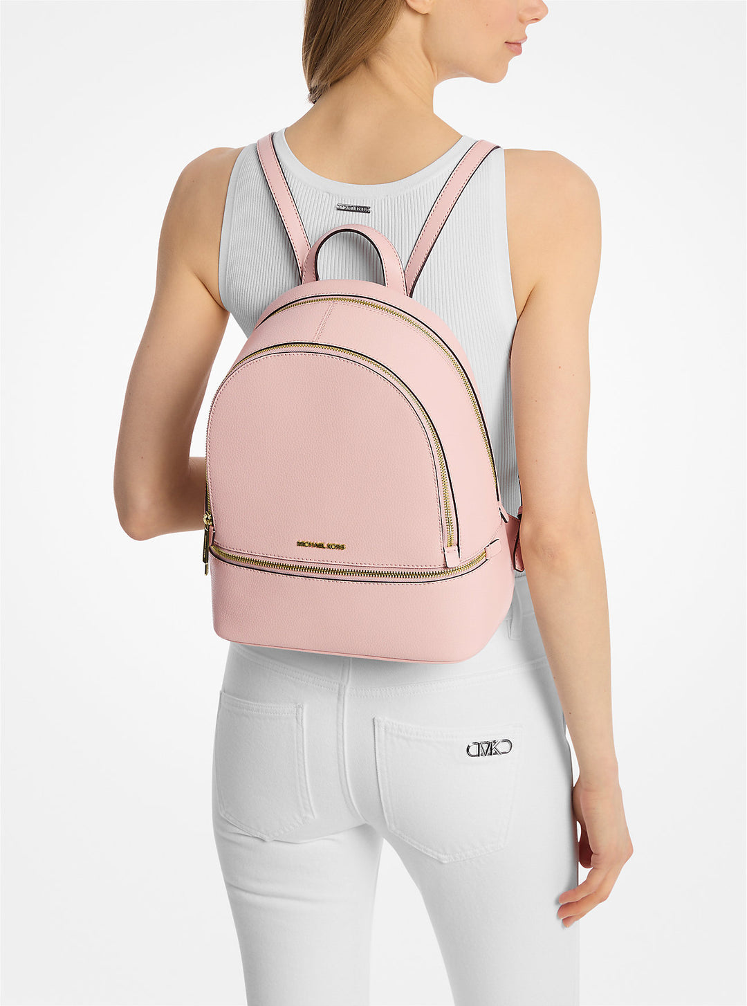 rhea medium pebbled leather backpack