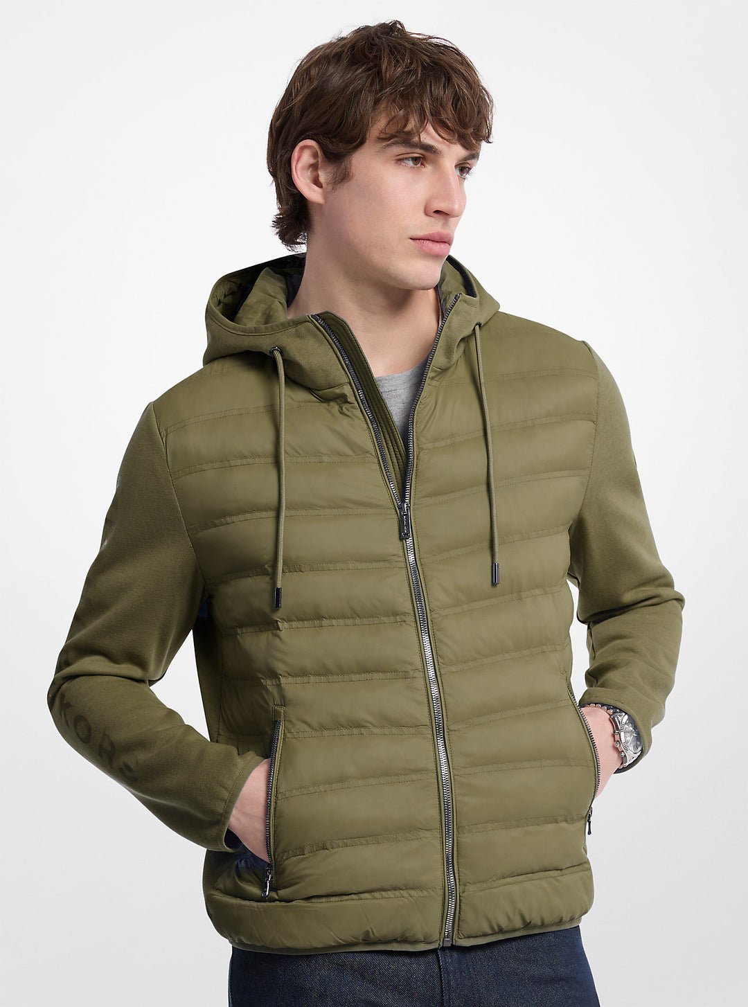 galway quilted mixed-media jacket