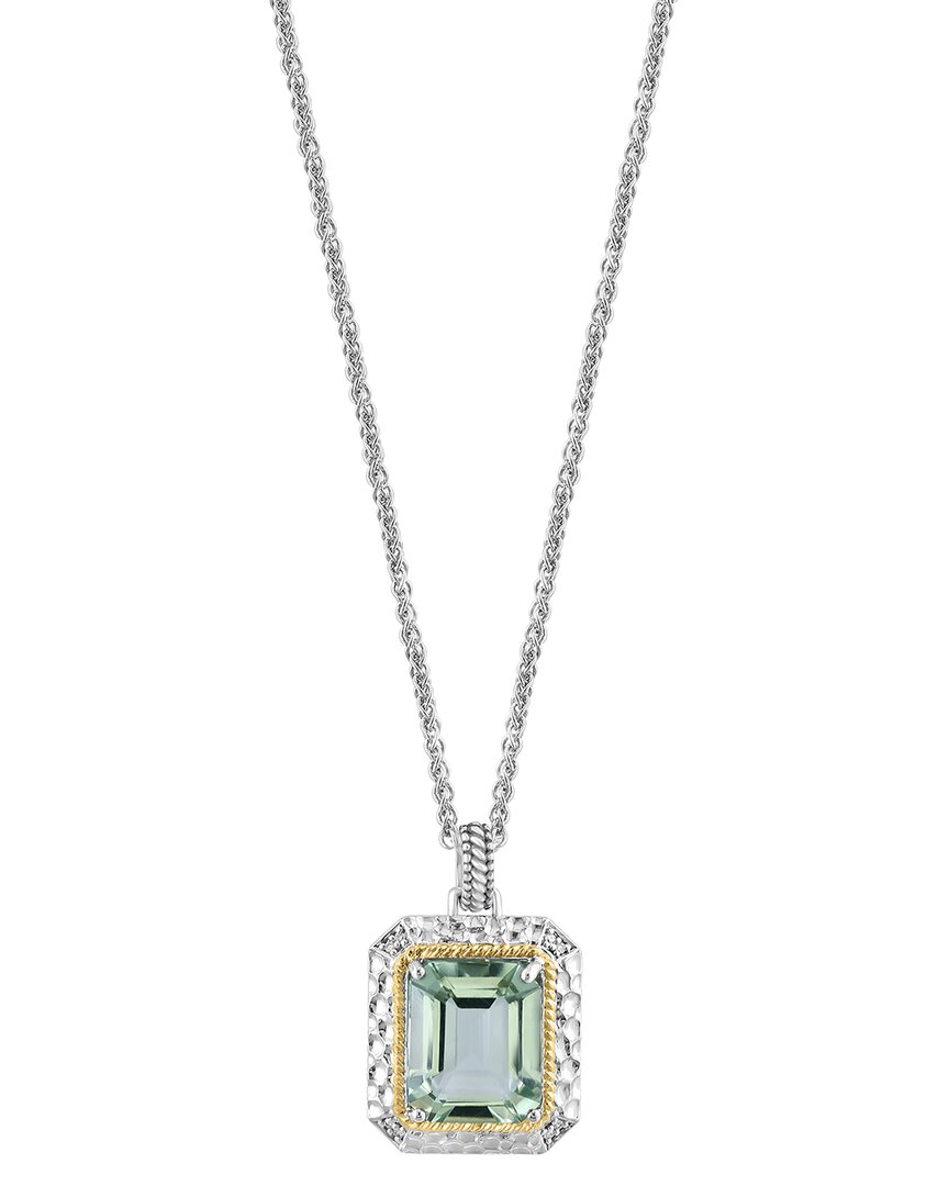 silver 5.32 ct. tw. diamond & green amethyst necklace