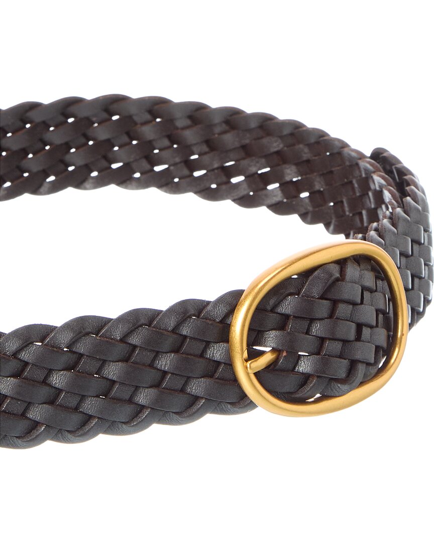leather woven oval buckle belt