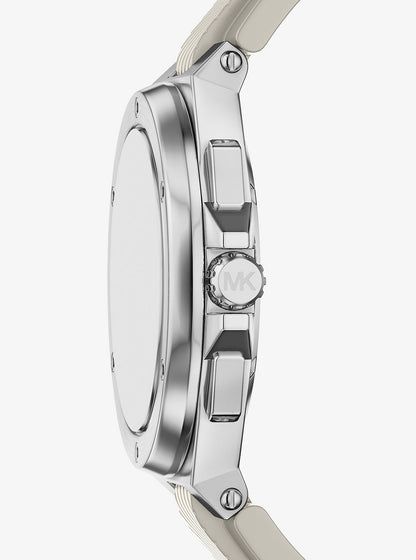 oversized lennox silver-tone and silicone watch