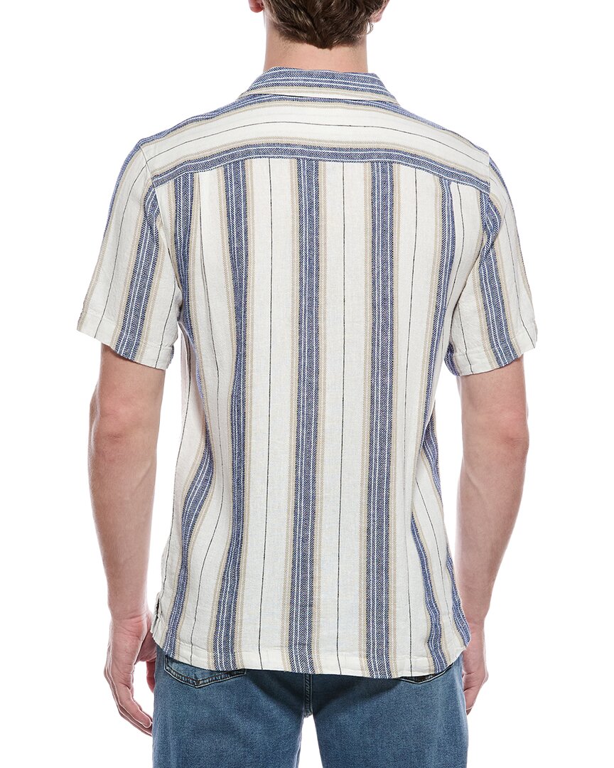linen-blend vertical stripe shirt