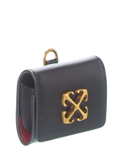 off-white leather airpods pouch