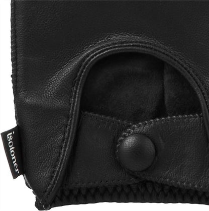 signature men's smooth leather driving gloves in black