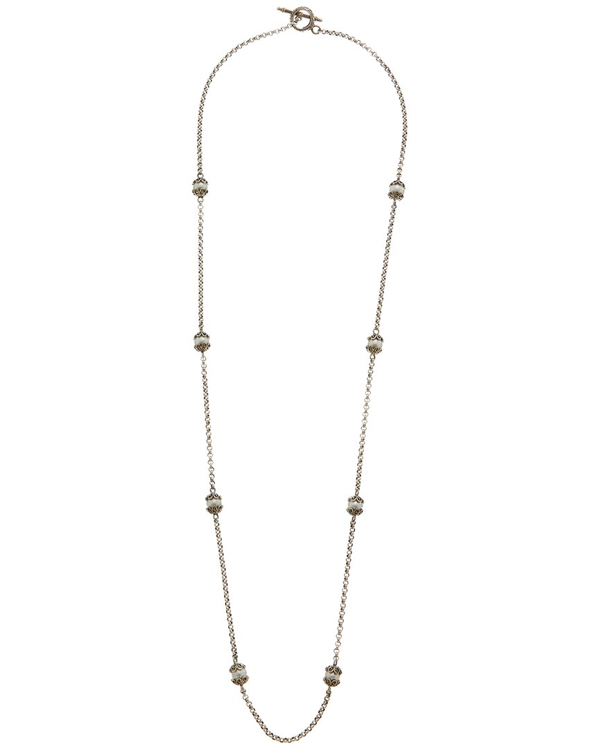 silver pearl toggle necklace