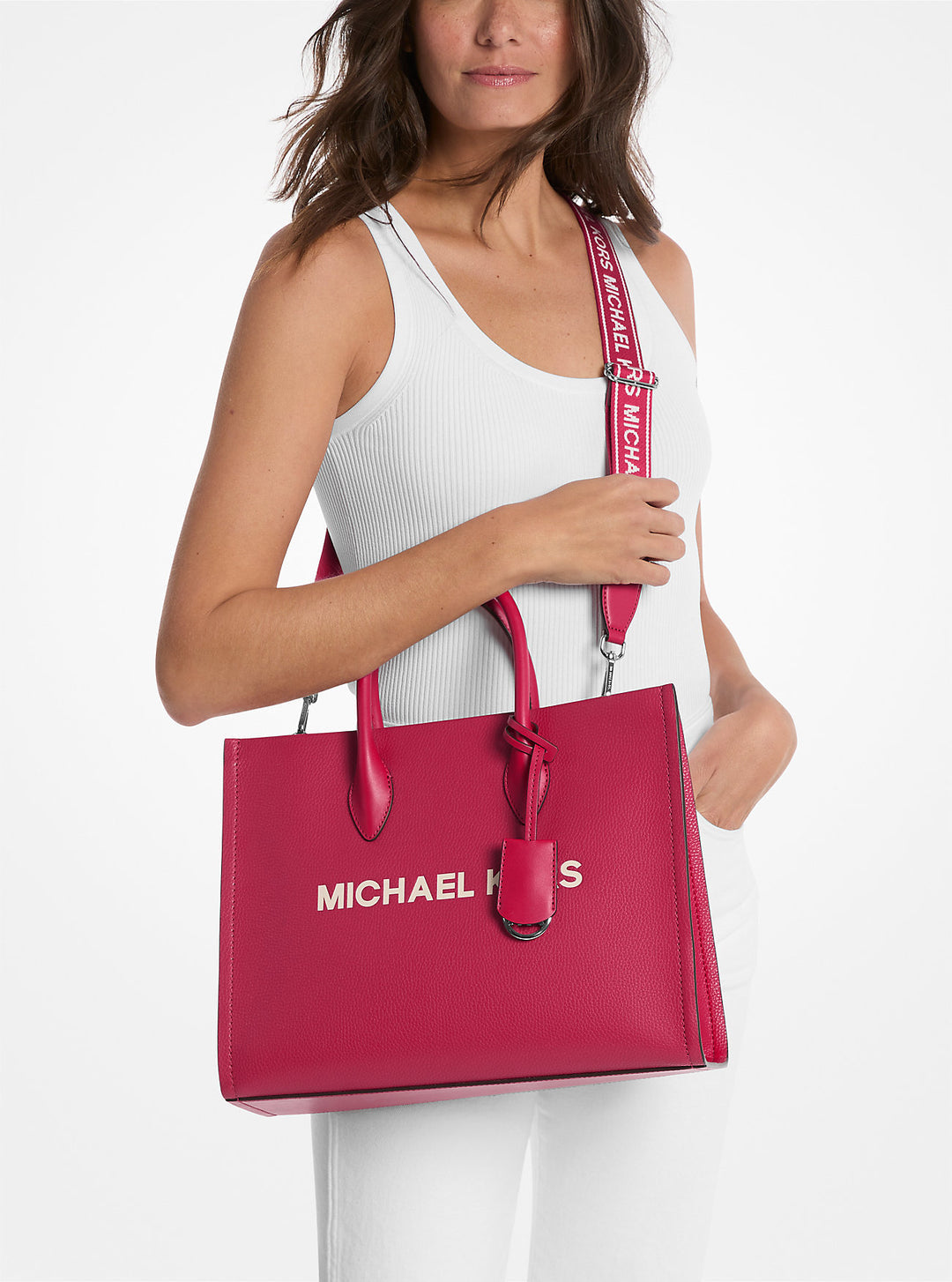 mirella medium pebbled leather tote bag