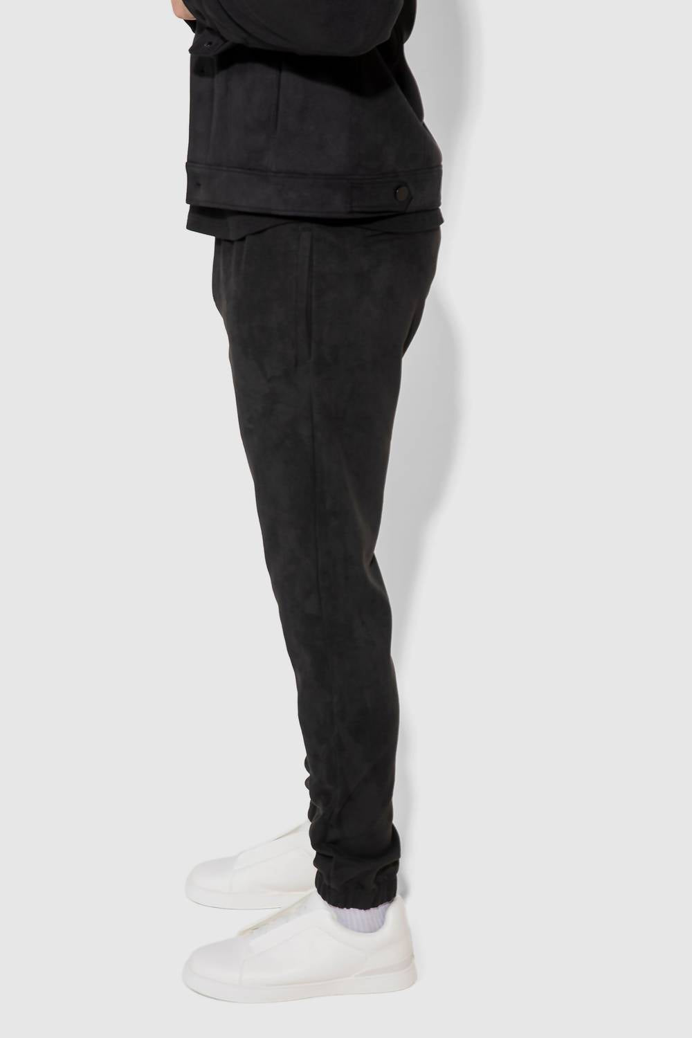 noah butter jogger pants in suede noir