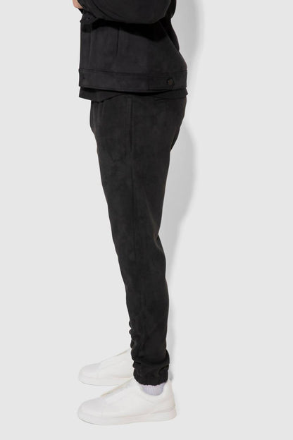 noah butter jogger pants in suede noir