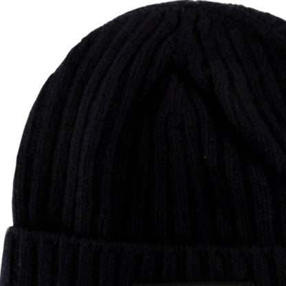 men's ribbed logo wool beanie in blue