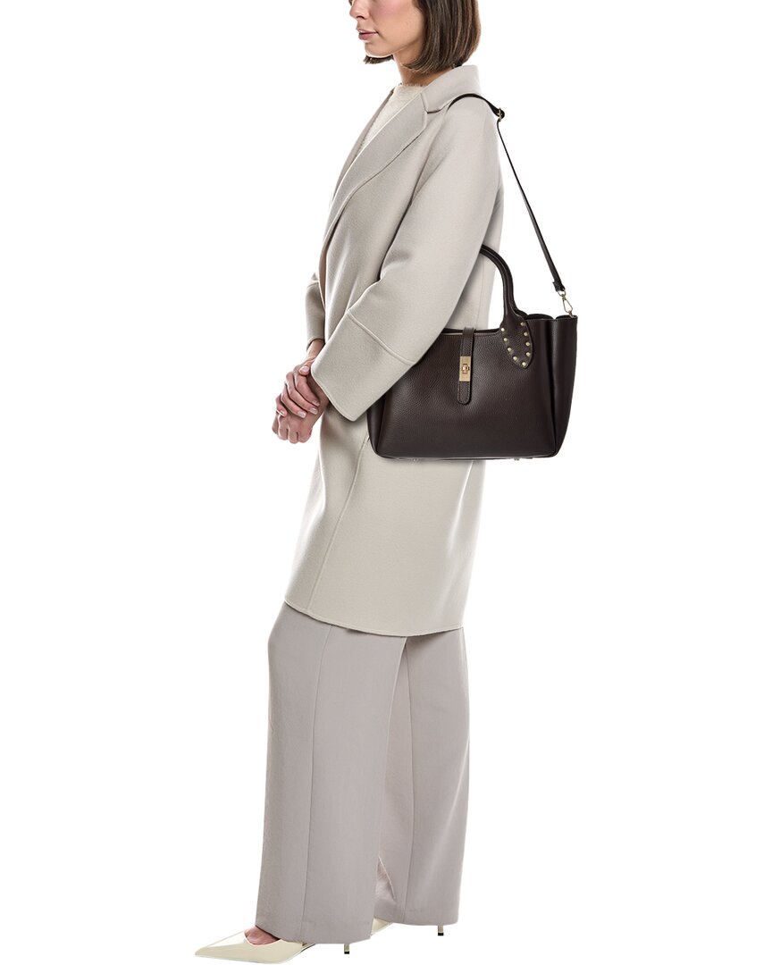 keira27 studded handle leather tote