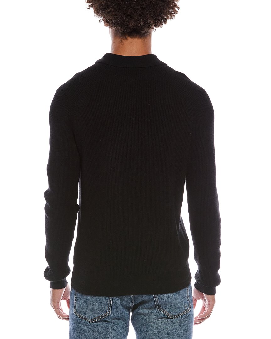 ribbed cashmere button polo shirt