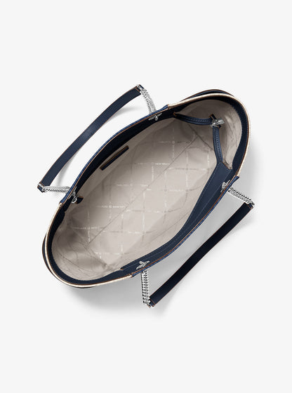 jet set large color-block signature logo shoulder bag