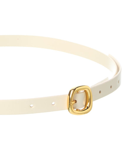 leather sculptural buckle leather skinny belt