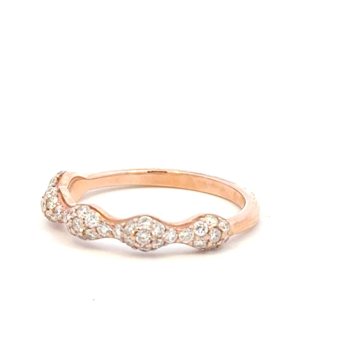 0.51 carat natural diamond scalloped pavé band in 14k rose gold