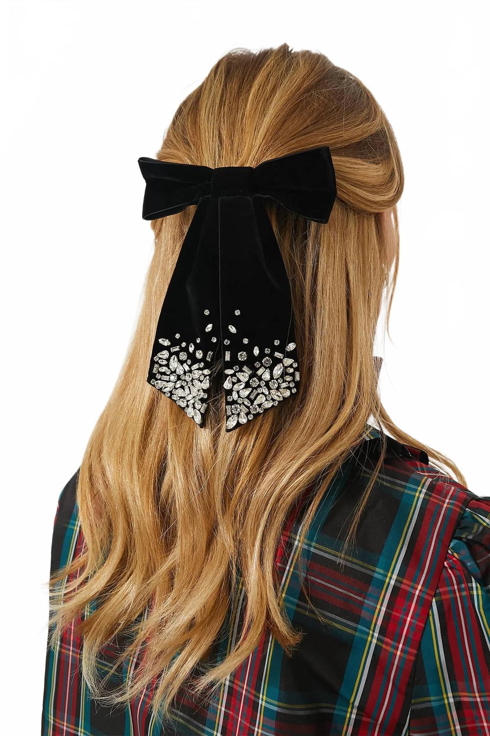 matilee velvet bow in black