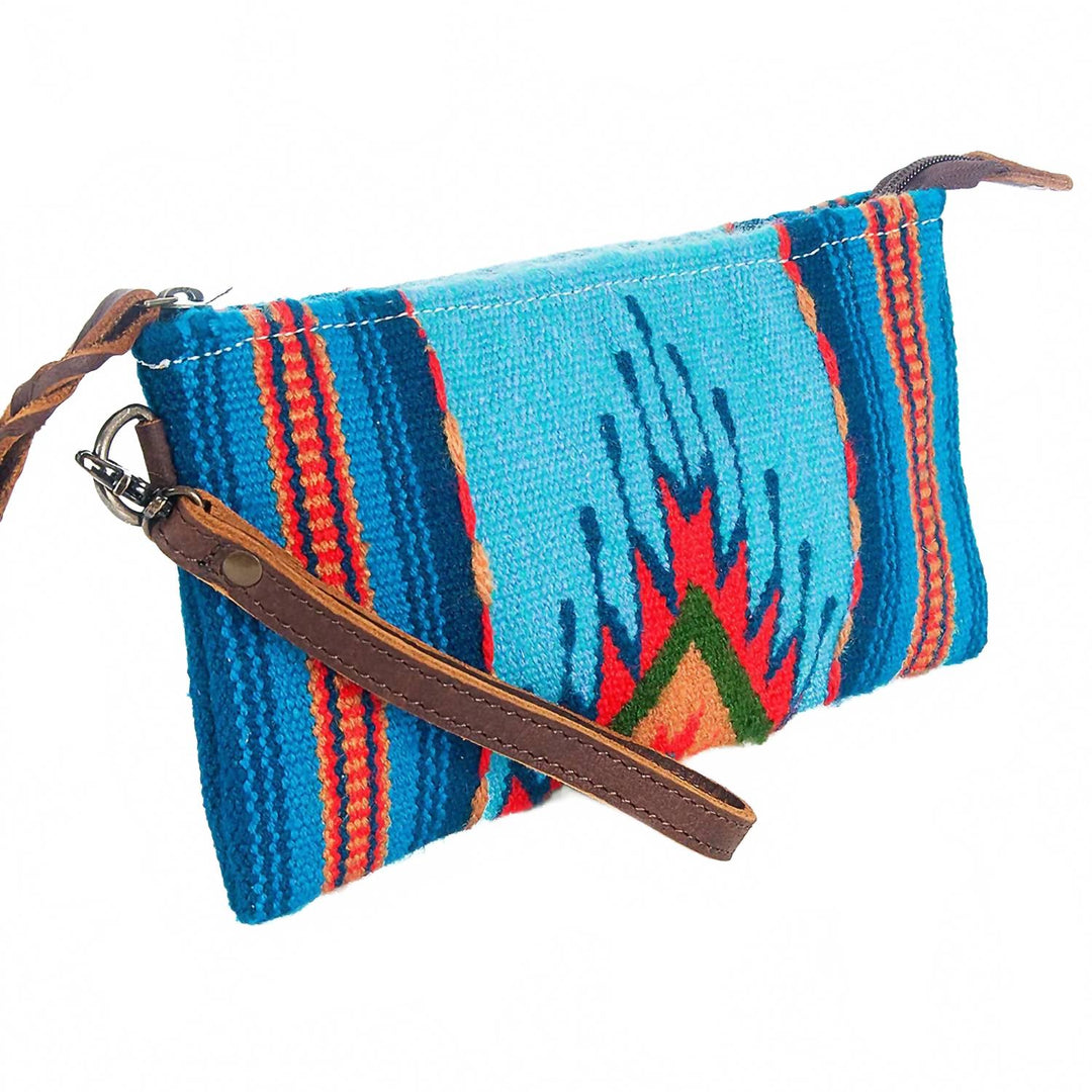 women's wristlet wallet in blue multi
