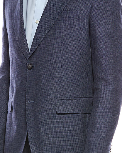 2pc linen & wool-blend suit with flat front pant