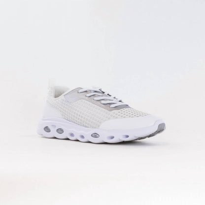 women's montclair memory foam lace up sneaker in white/silver