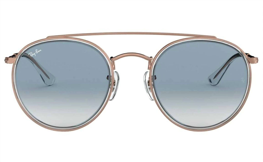 unisex - double bridge sunglasses in rose gold / blue gradient