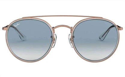 unisex - double bridge sunglasses in rose gold / blue gradient