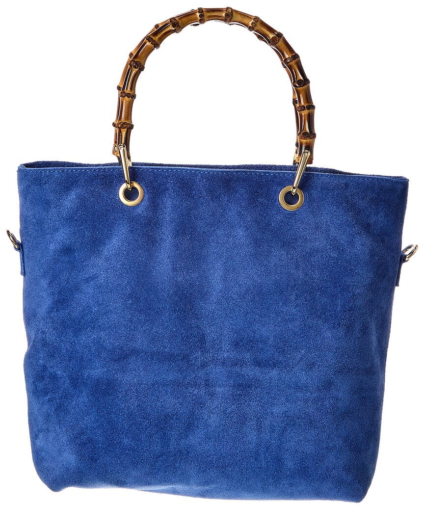 thea27 bamboo handle suede tote