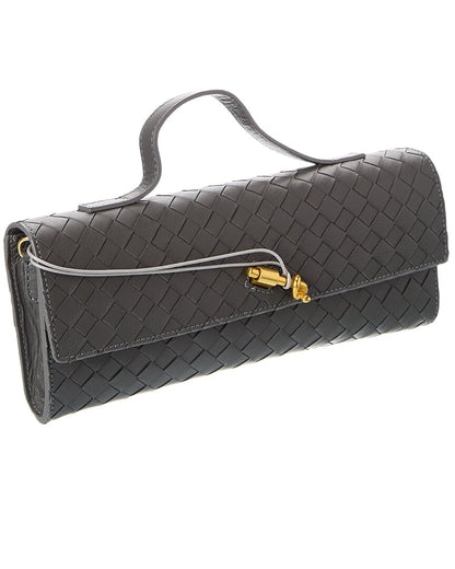 faye hand-woven leather clutch