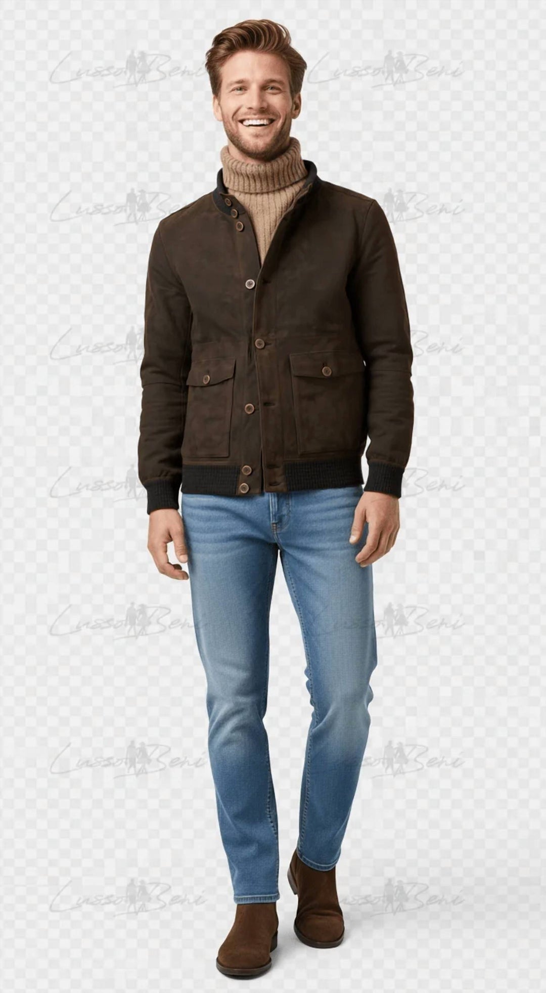 flux jacket in russet brown