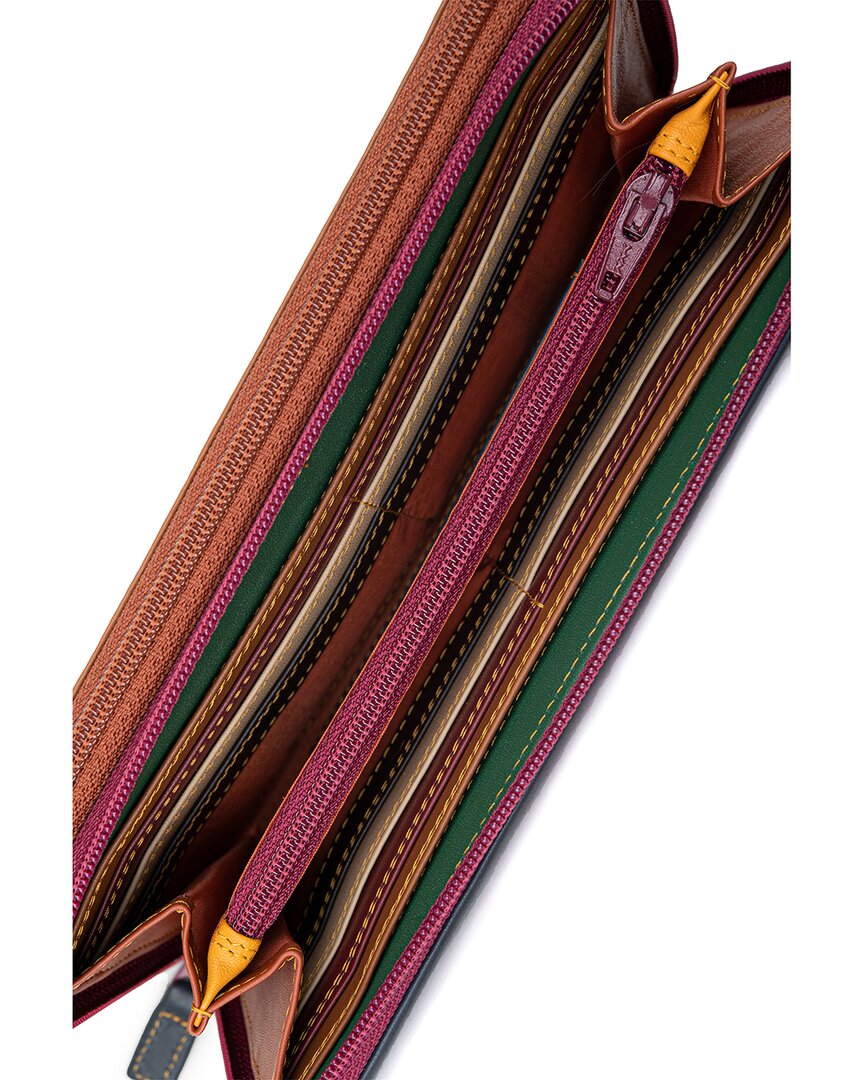 large double zip around leather purse