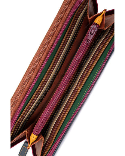 large double zip around leather purse