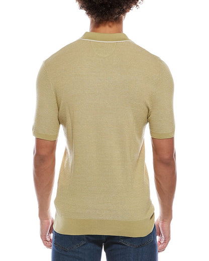 silk-blend johnny collar shirt