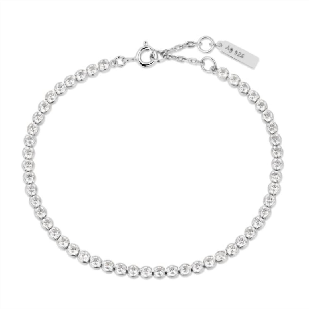 women's row bezel set bracelet in silver