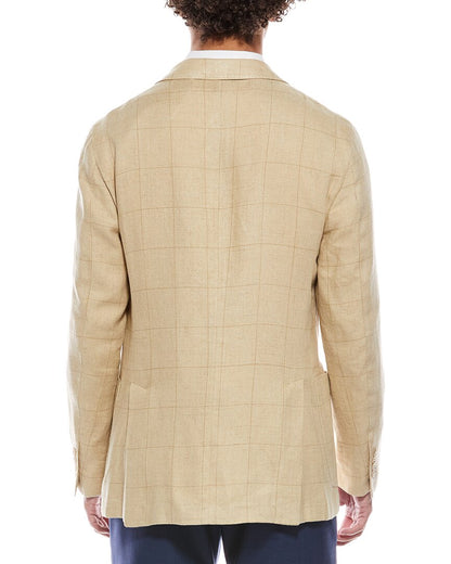windowpane linen-blend sport coat