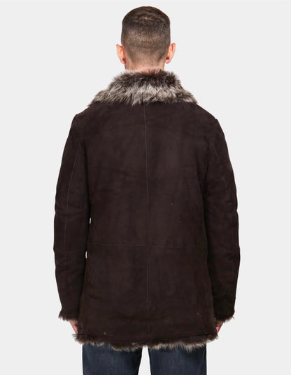 tyre pea coat in chocolate brown