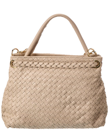 clover hand-woven leather tote