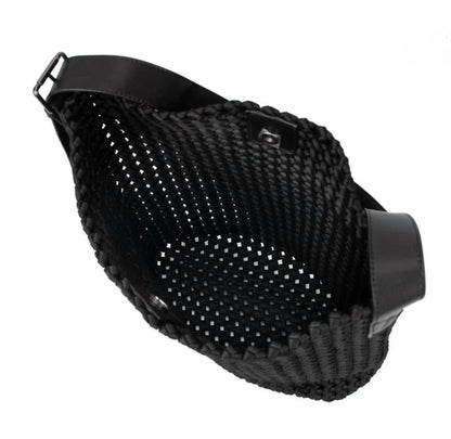 women's osler woven hand-knotted hobo bag in black