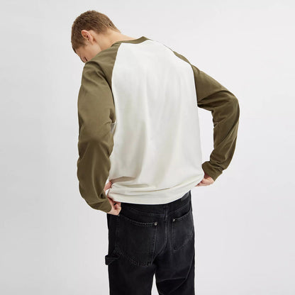 wild raglan crewneck long sleeve t shirt in organic cotton