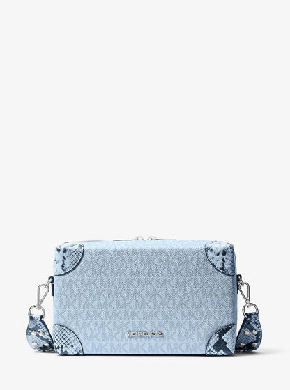 jeanie small signature logo and snake embossed crossbody bag