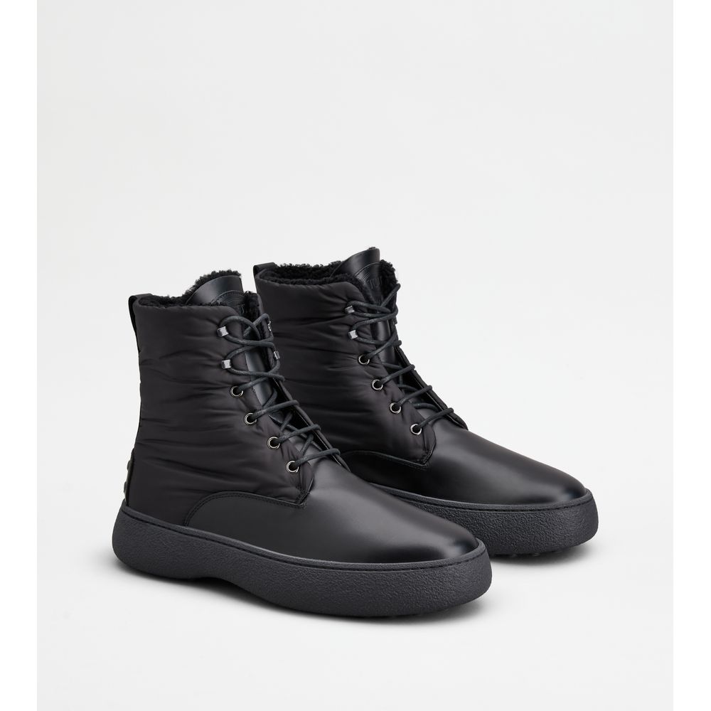 w. g. lace-up ankle boots in leather and fabric