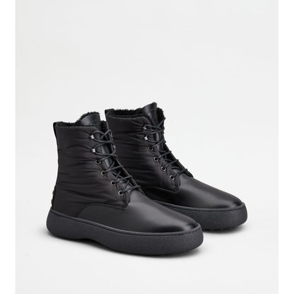 w. g. lace-up ankle boots in leather and fabric