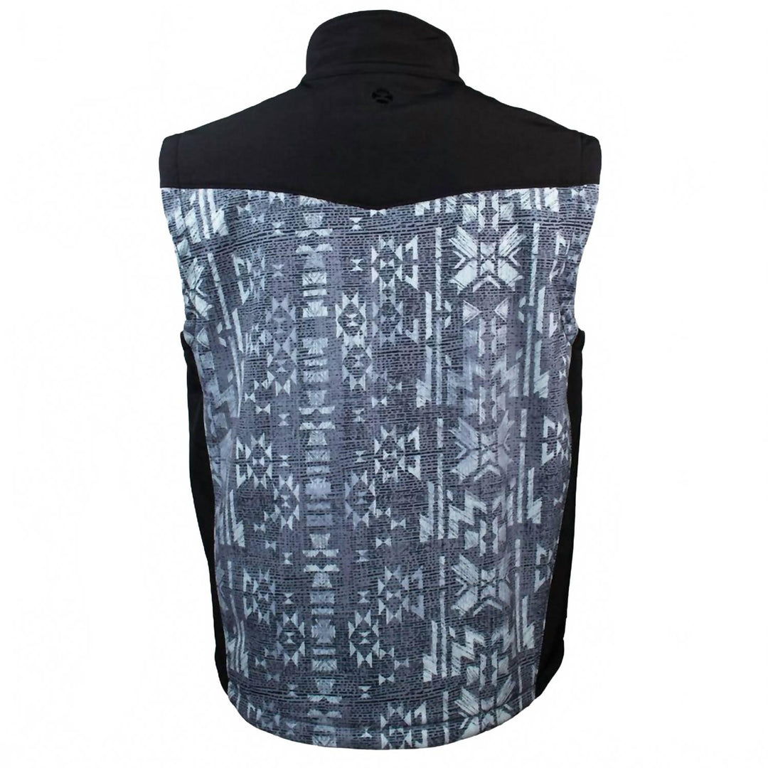men's aztec softshell vest in black/grey