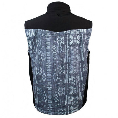 men's aztec softshell vest in black/grey