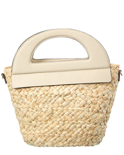 straw & leather bucket bag