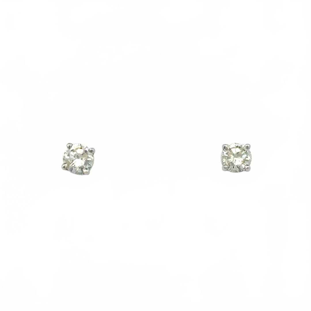 0.75 carat natural diamond round brilliant stud earrings in 14k white gold